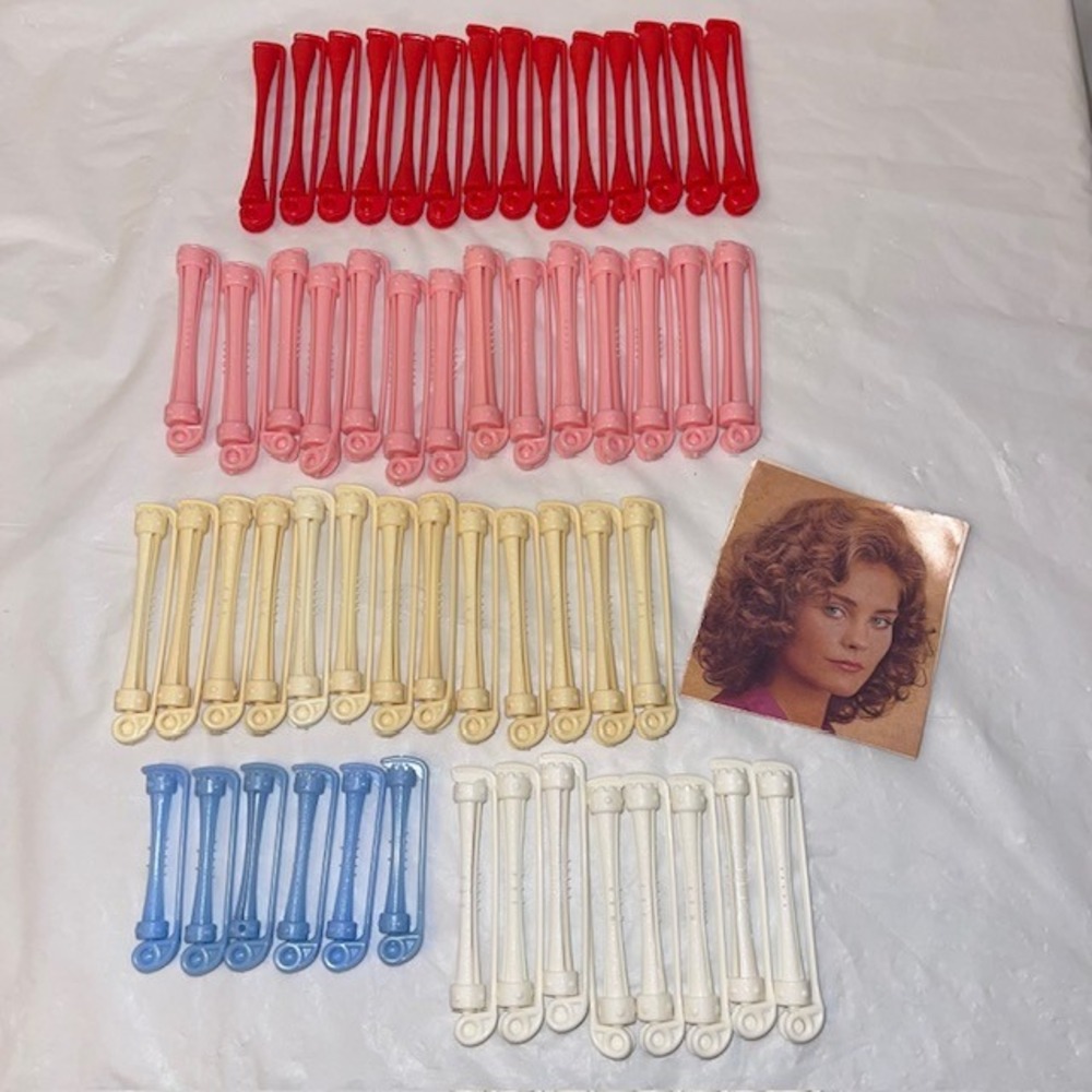 Vintage 1982 Goody Perm Rod Hair Curler 56pc Bulk Set Multi-Size w Instructions